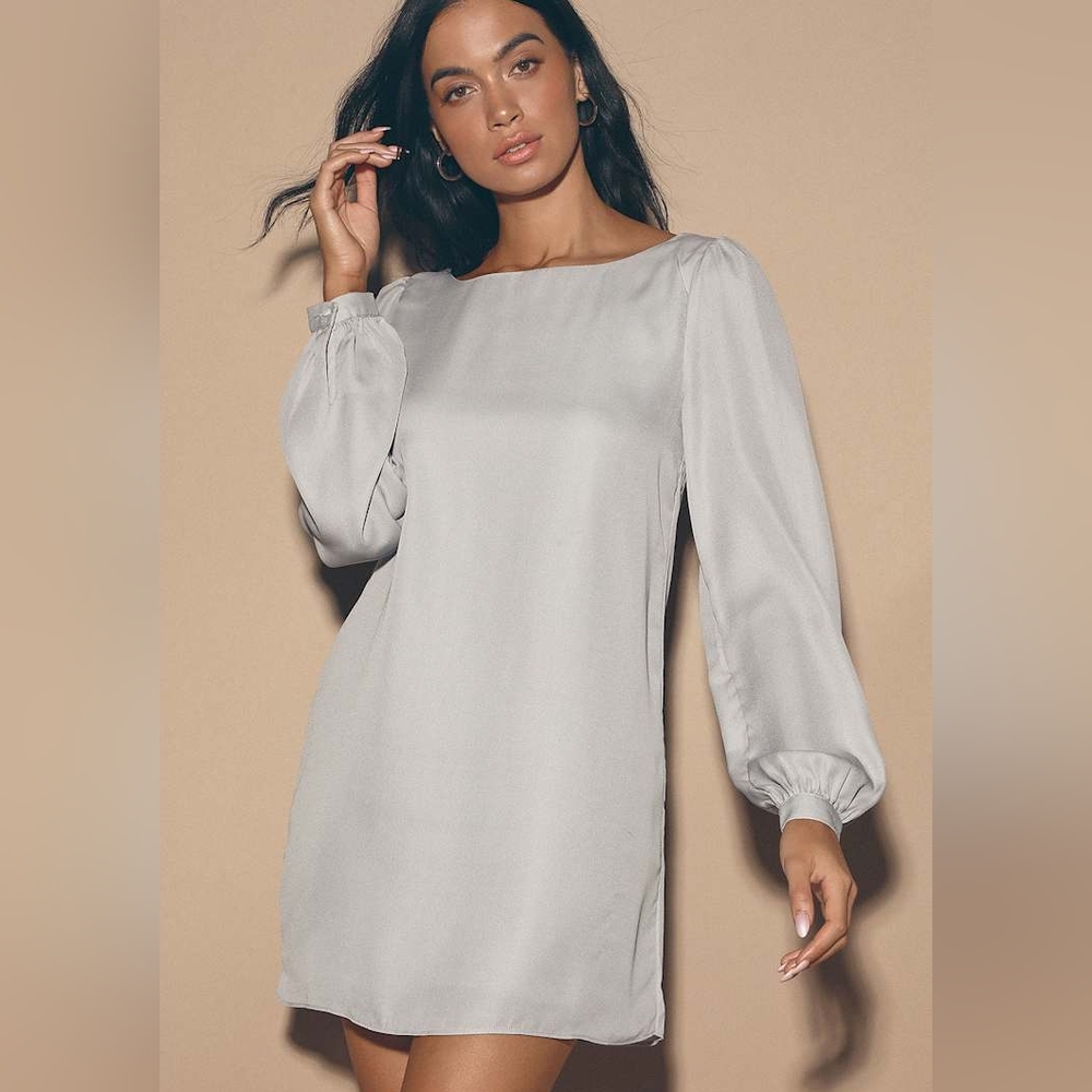 Lulus Gray Long Sleeve Dress 👗